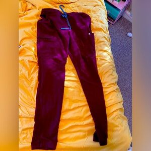 figs burgundy medium tall straight leg scrub bottoms